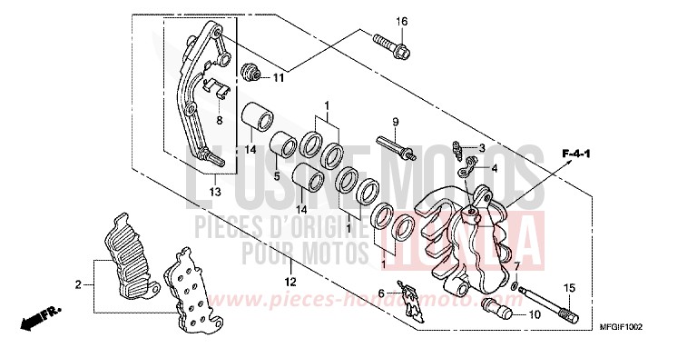 MACHOIRE DE FREIN AVANT G. (CB600FA/FA3) de Hornet ABS PEARL COOL WHITE (NHA16) de 2010